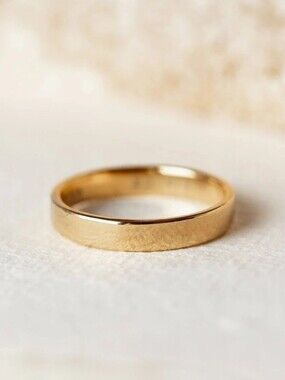 14k Gold S925 Vermeil Band Ring, Linjer Wide Ring - Paula Gold